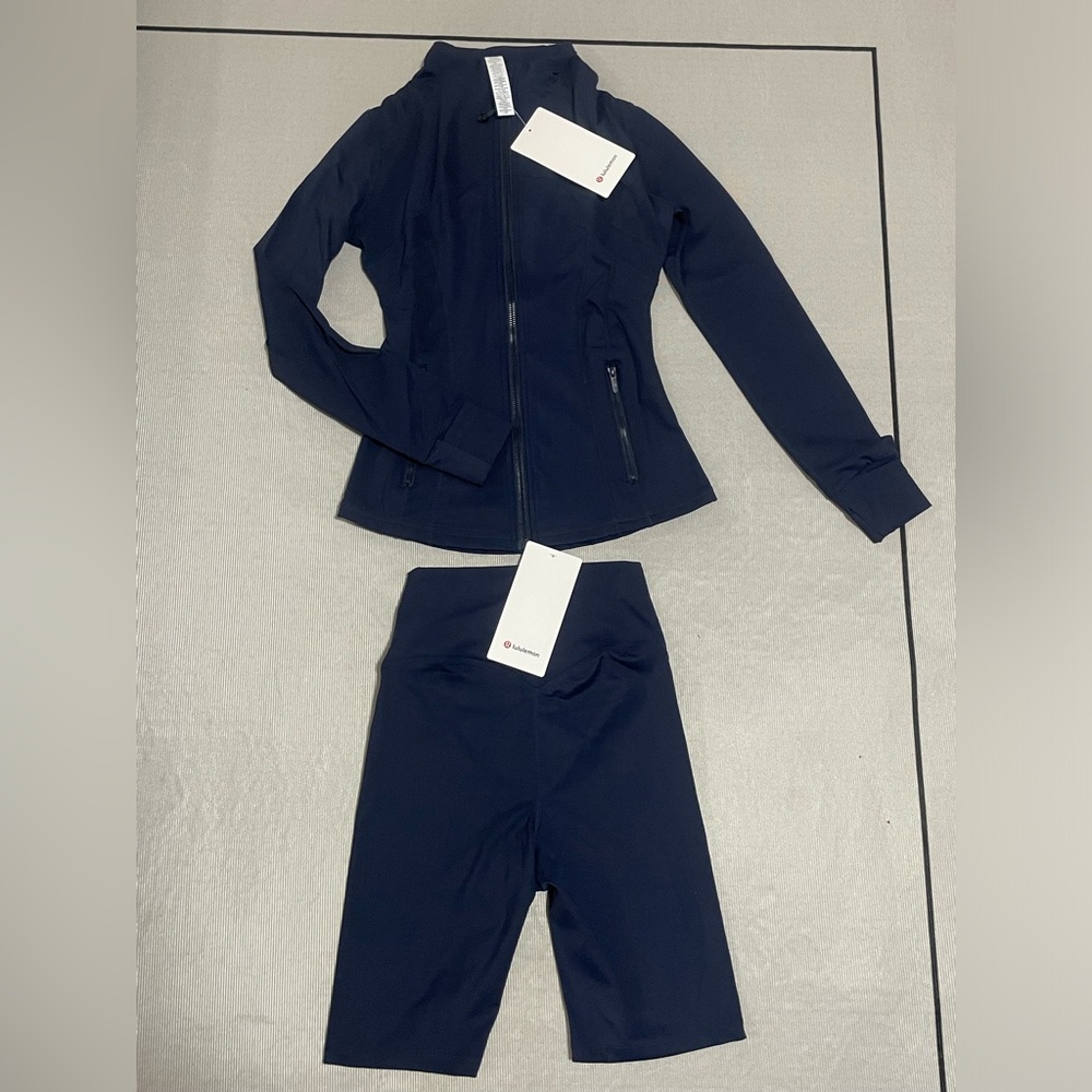 lululemon athletica Dark Navy Bomber Jacket with Matching Shorts